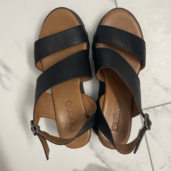 MWOT Bueno Jianna Black Platform Leather Sandals with Adjustable Ankle Strap - Picture 5 of 13